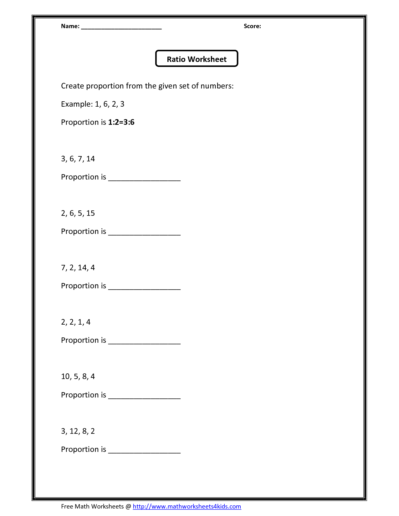 percent proportion worksheet