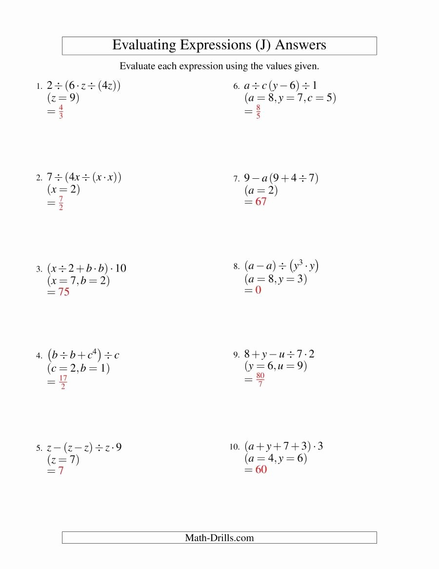 50 Evaluating Algebraic Expressions Worksheet Pdf Chessmuseum 