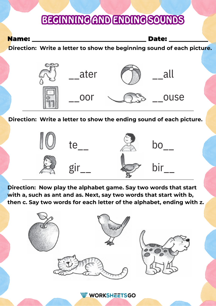 ending sounds worksheets