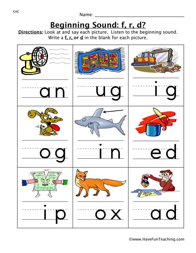 starting sounds worksheets