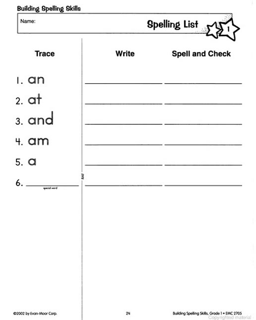 spelling worksheets grade 1