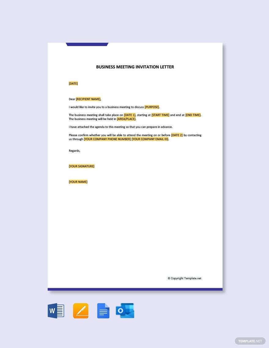 business invitation letter template