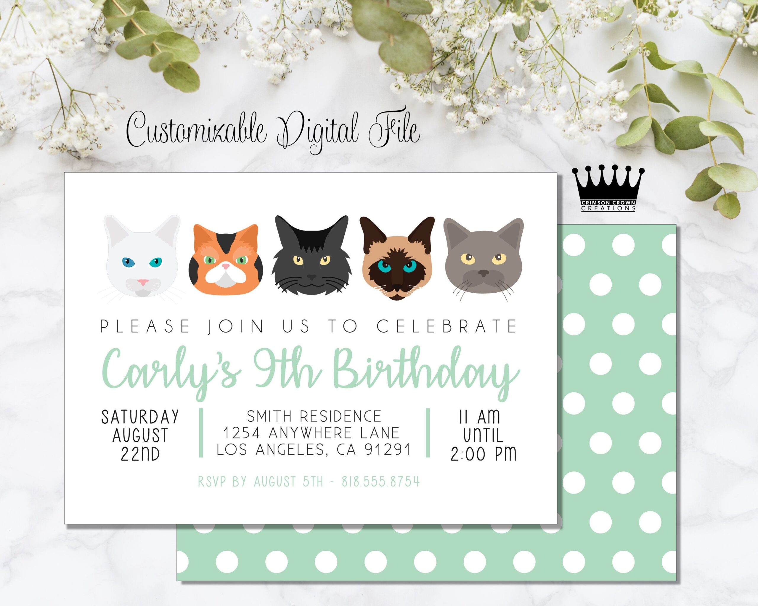 Cat Birthday Invitation Templates Free Get On Corjl Right Meow 