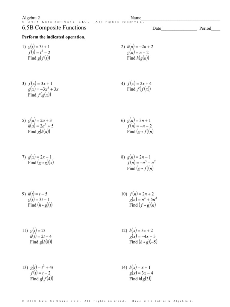 Composite Function Worksheet 1 PDF Worksheets Library
