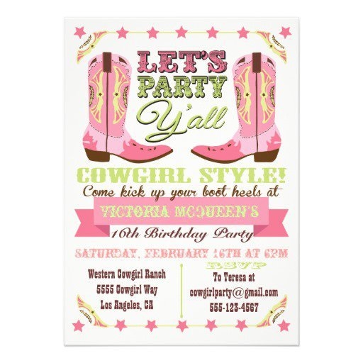 Cowgirl Birthday Invitation Templates Free