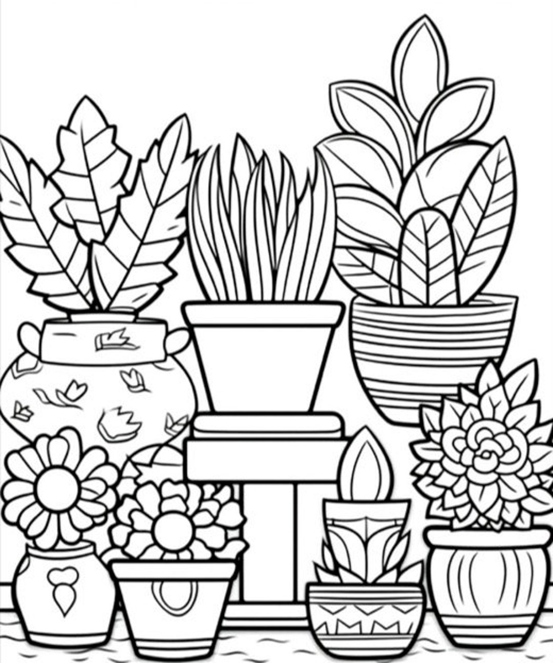Cute Plant Color Page Etsy