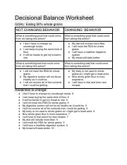 decisional balance worksheet