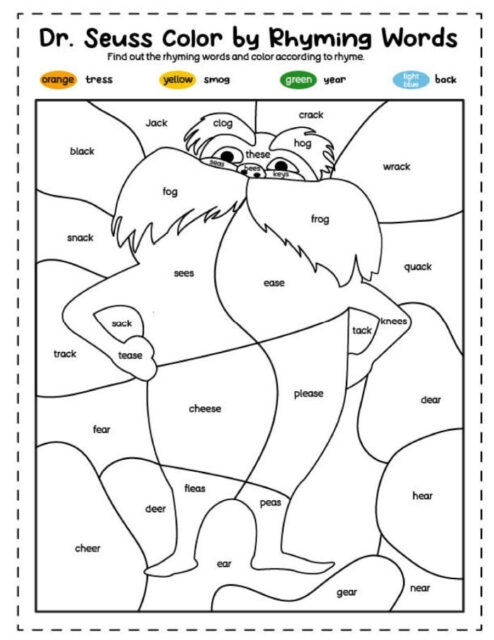 Dr Seuss Coloring Pages Dr Seuss Color By Number PDF Sheets