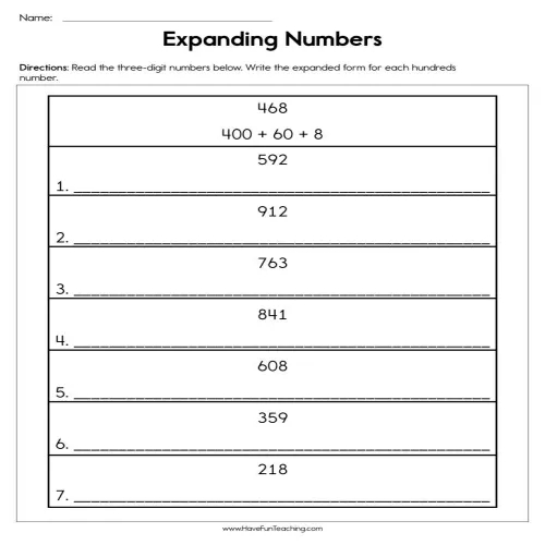 Expanding Numbers Worksheet By Teach Simple