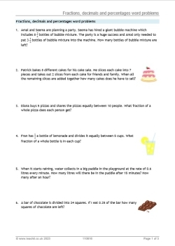 Fractions Decimals And Percentages Word Problems KS3 Teachit 