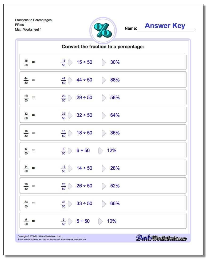 Fractions To Percentages