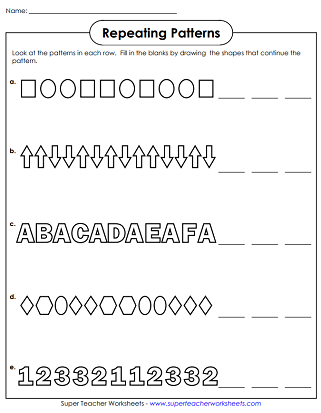 FREE Continue The Pattern Worksheet EYLF Twinkl Worksheets Library