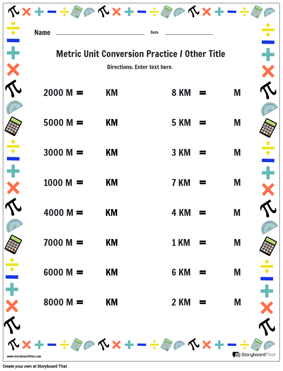 metric system conversion worksheet