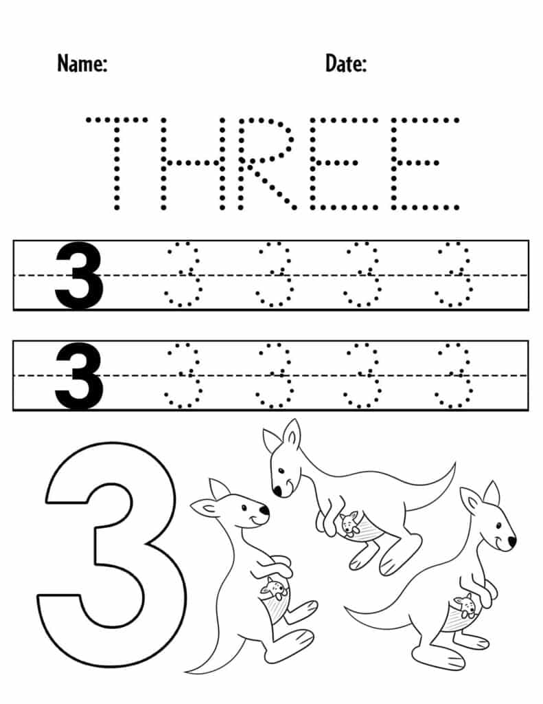 FREE Number 3 Worksheets For Preschool The Hollydog Blog Worksheets 