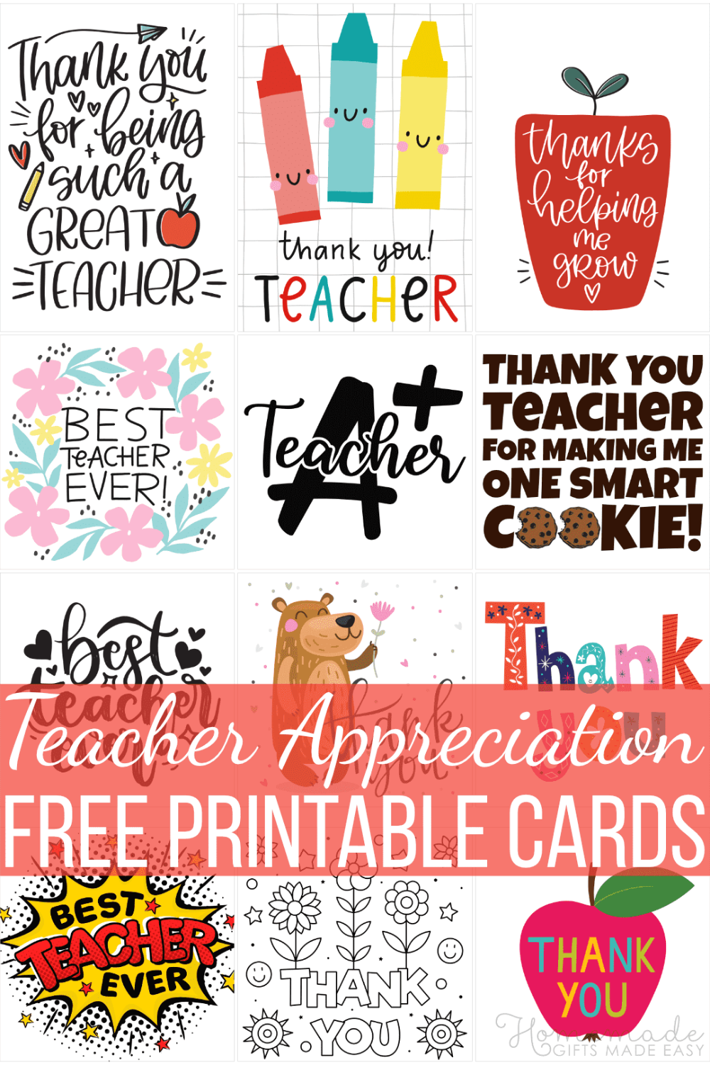 gift card teacher appreciation printable