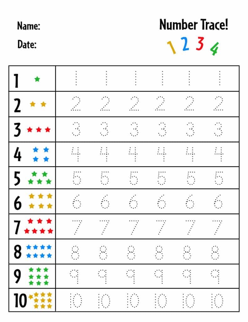 Free Tracing Numbers 1 20 For Preschoolers Download Free Tracing