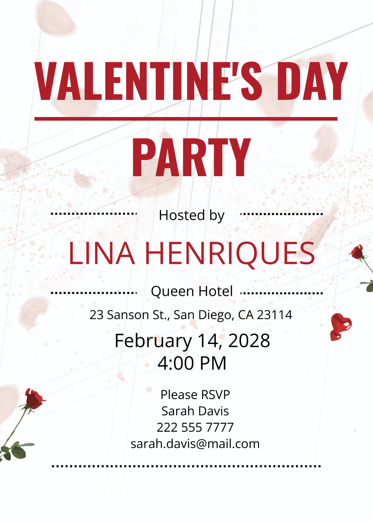 Free Valentines Day Invitation Card Template To Edit Online