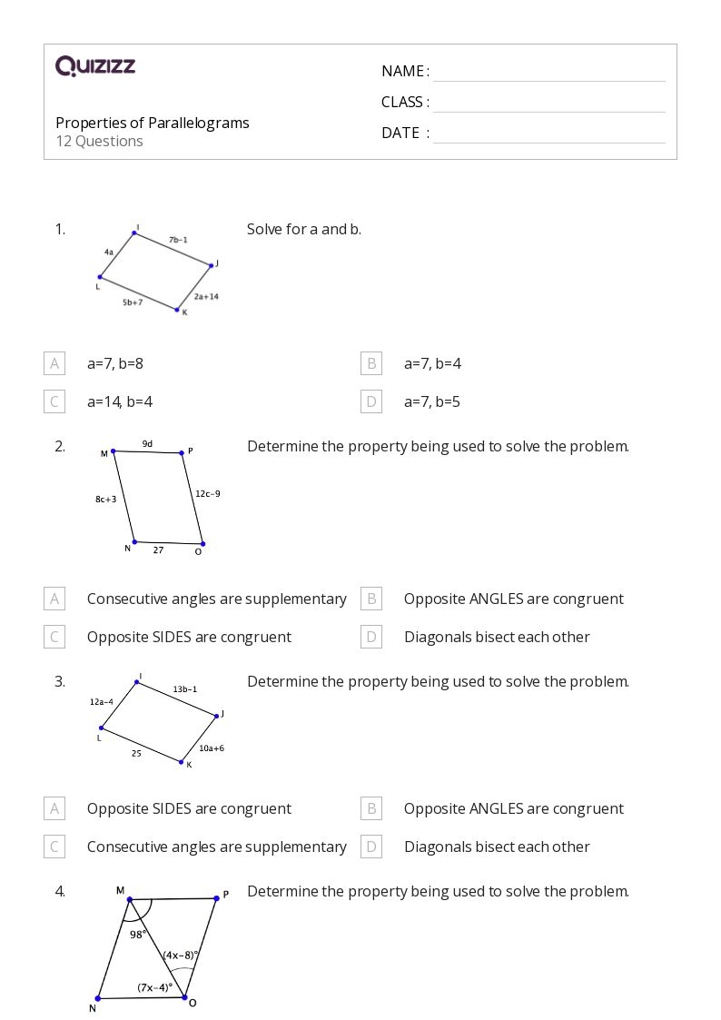 parallelogram worksheet