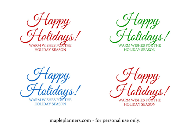 Happy Holidays Cards Download Free Printables