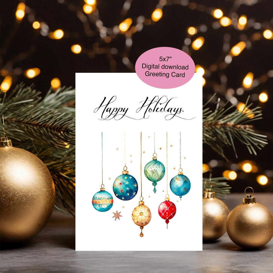 Happy Holidays Printable Card Printable Holidays Card Digital Holiday 