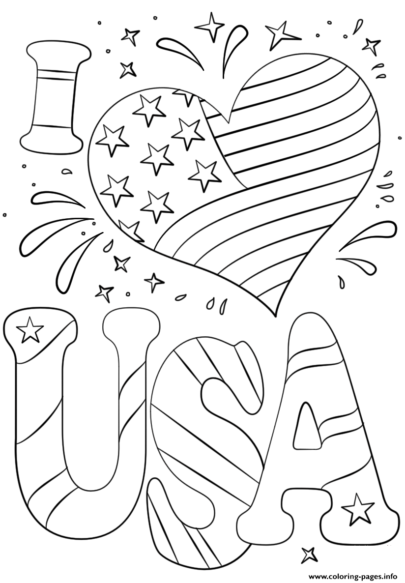 I Love Usa Coloring Pages Printable