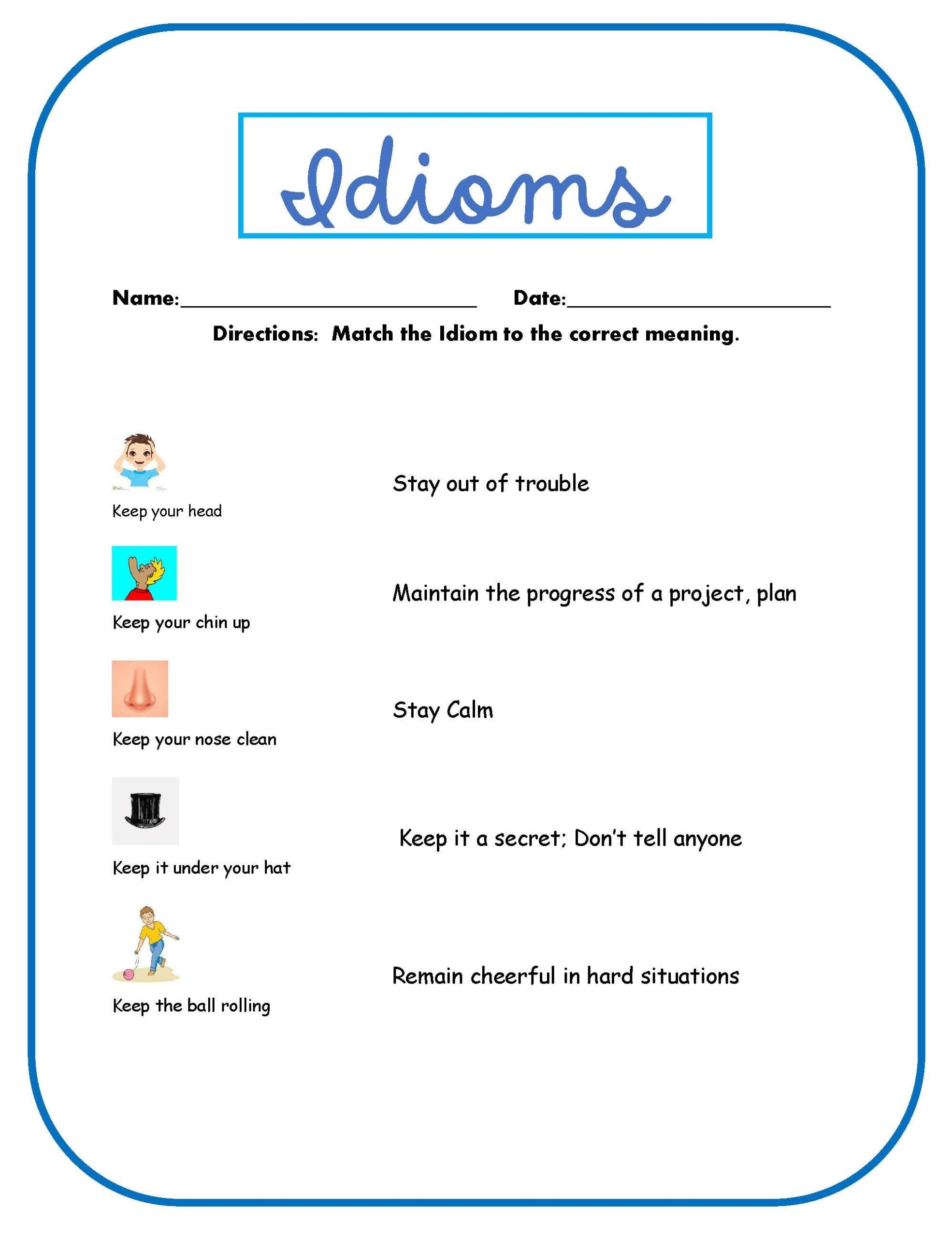 Idioms Worksheets Teaching Resources Worksheets Library