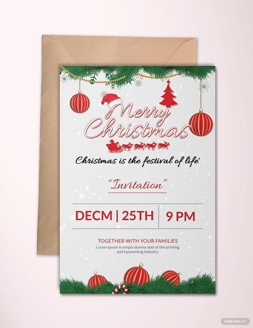 Merry Christmas Party Invitation Template In Pages Outlook Word 