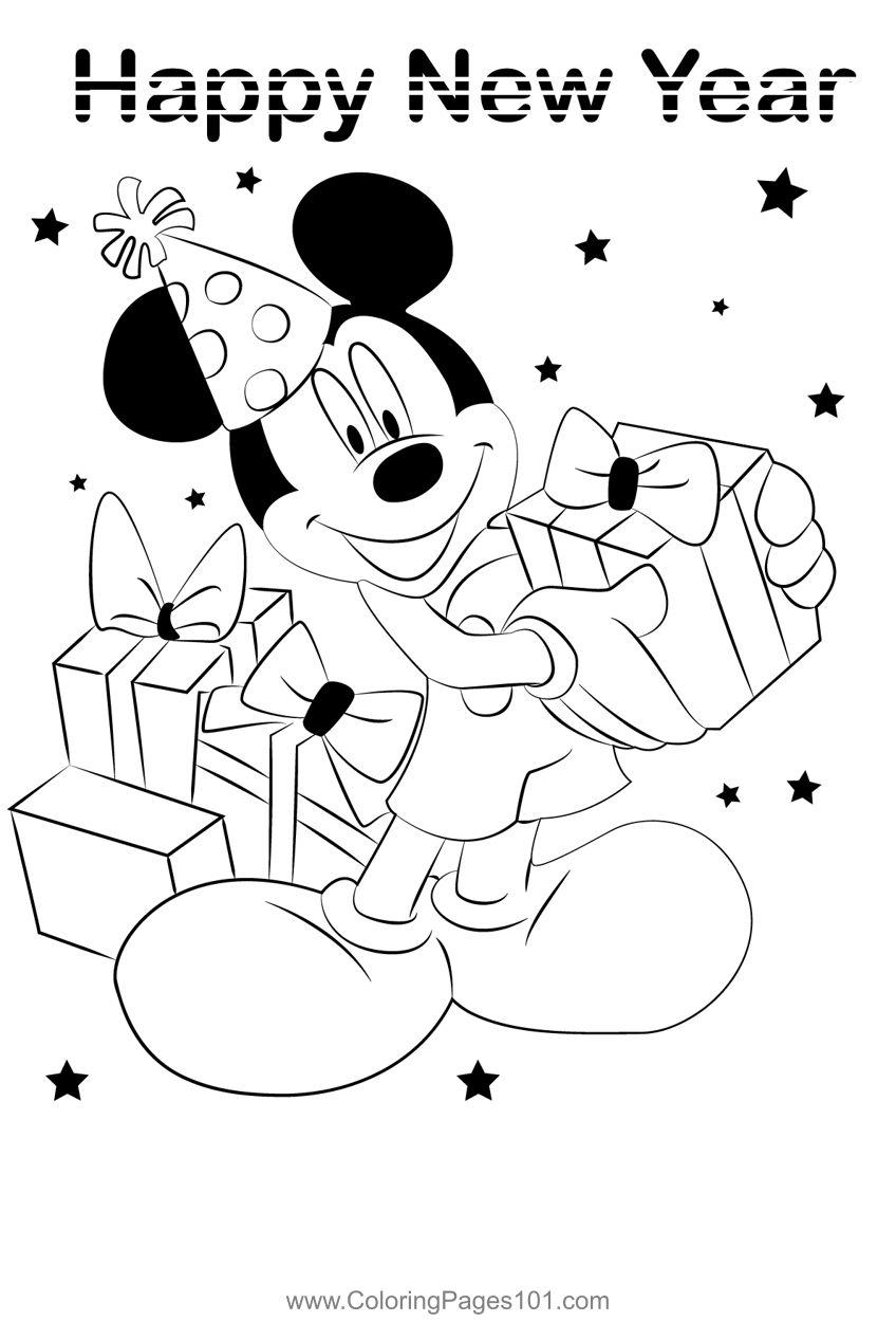 Mickey Coloring Page For Kids Free New Year Printable Coloring Pages