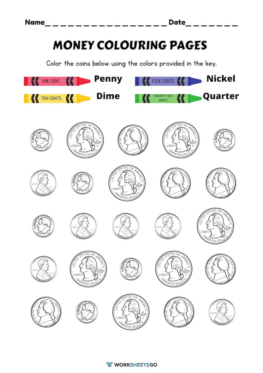 Money Coloring Pages WorksheetsGO