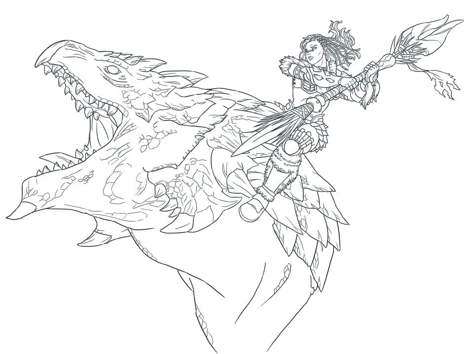 Monster Hunter Attack Monster Coloring Page Free Printable Coloring 