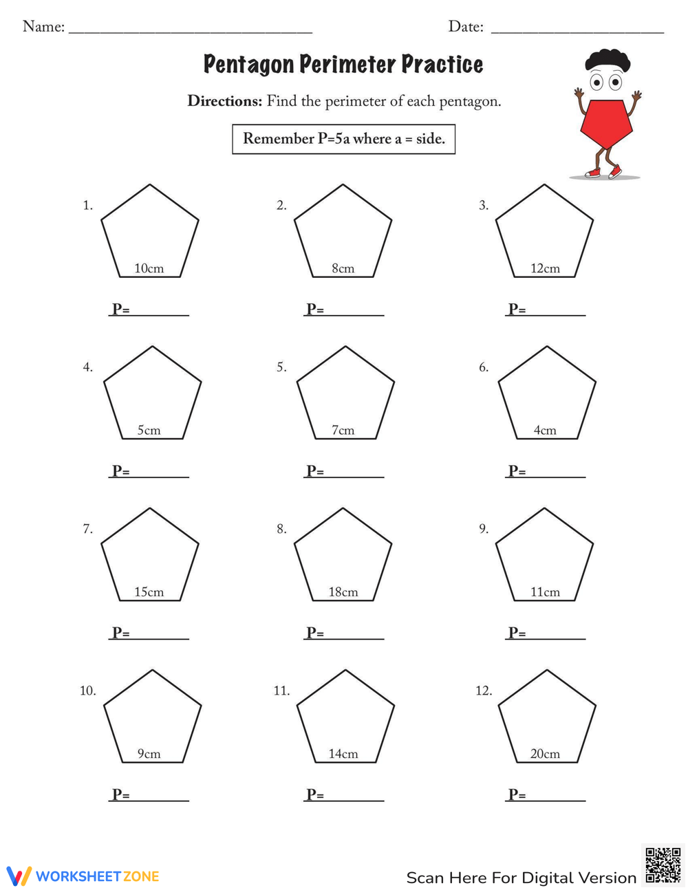 More Pentagon Perimeter Practice Worksheets Star Worksheets