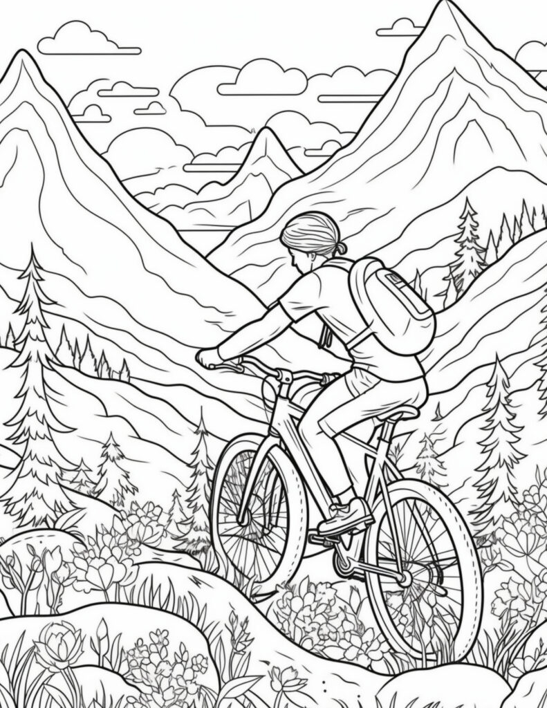 Mountain Biking Coloring Pages Coloring Nation