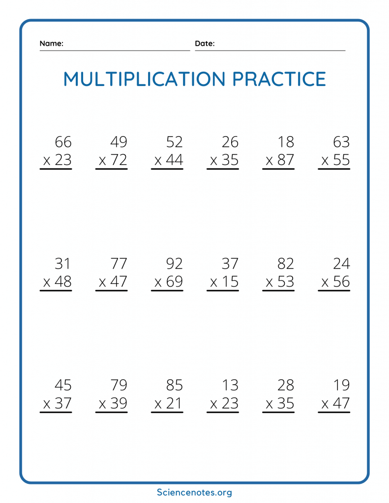 multi digit multiplication worksheets