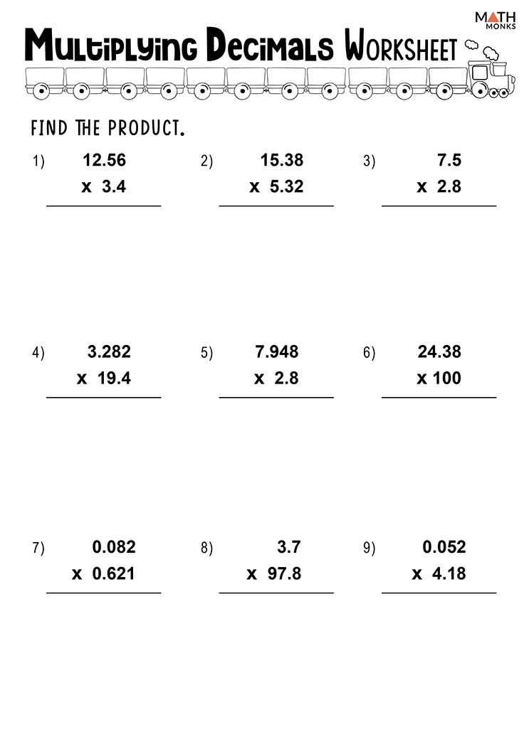 multiplying with decimals worksheet