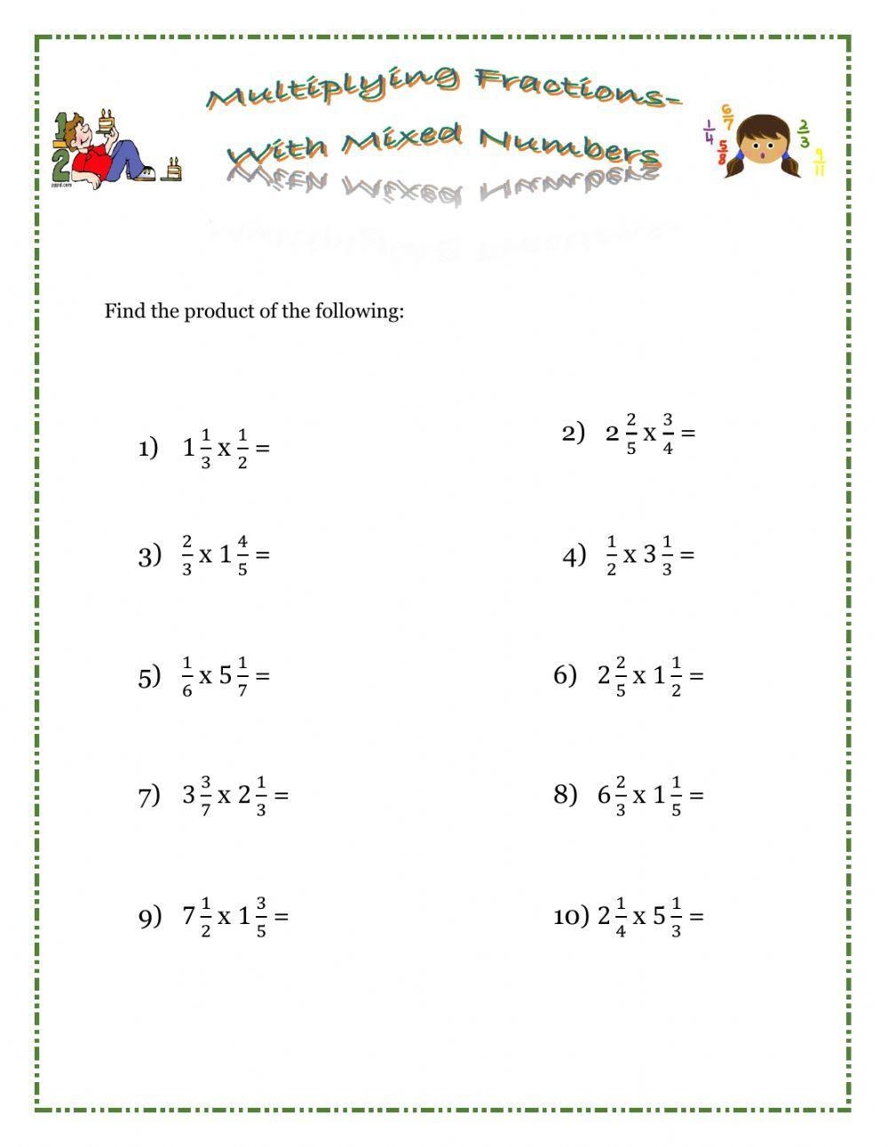 Multiplying Fractions Worksheet Worksheets Library