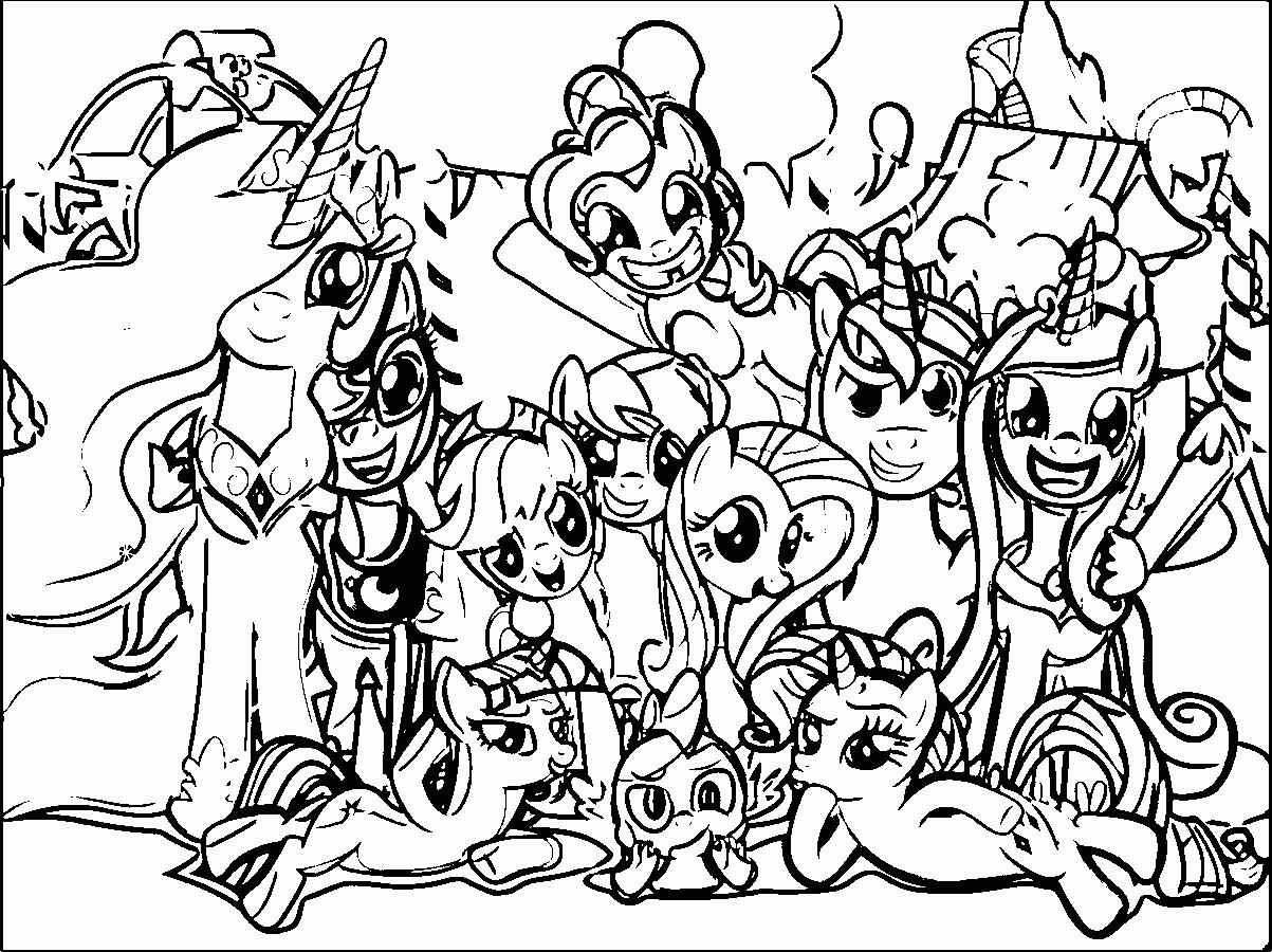 My Little Pony Coloring Pages With All Ponies Coloring Home