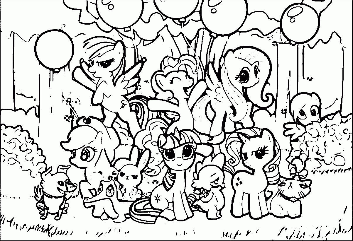 My Little Pony Coloring Pages With All Ponies Coloring Home