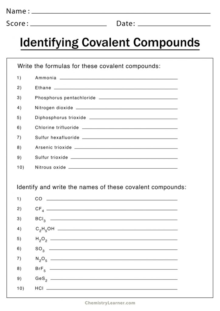 Naming Chemical Compounds Worksheet Pdf CompoundWorksheets