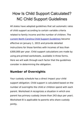 NC Child Support Guidelines By Rosen Law Firm Issuu Worksheets Library