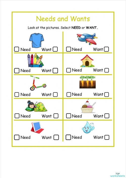 Needs And Wants ESL Worksheet By Kasharnie Worksheets Library