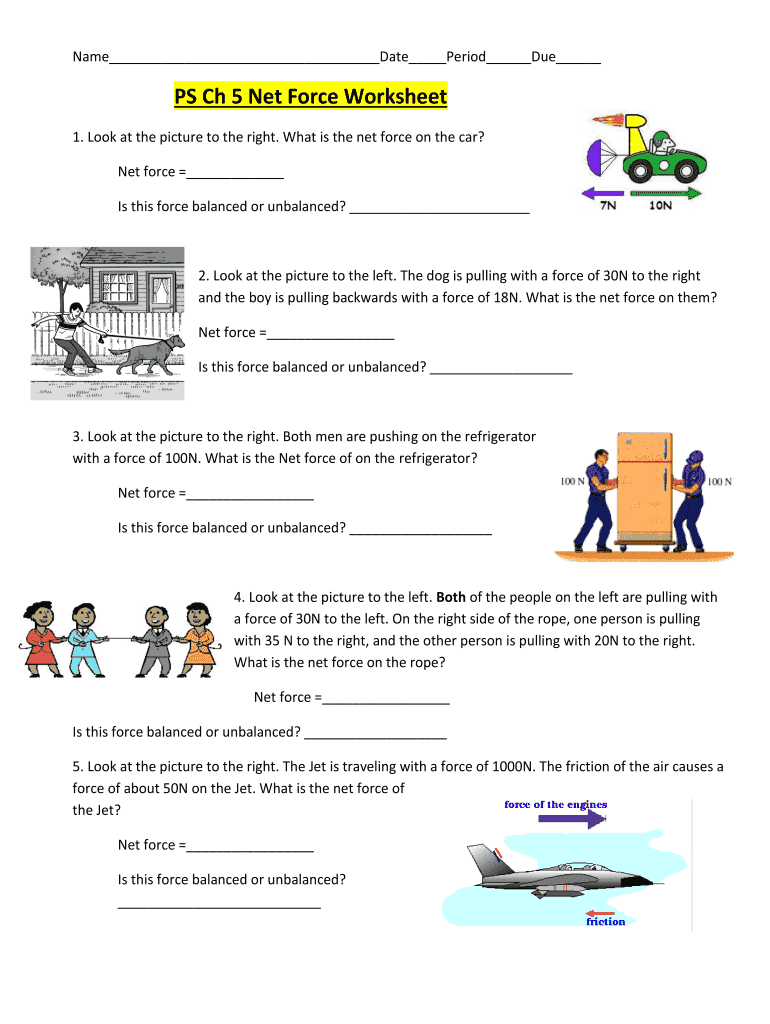 net force worksheet