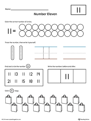 Number 11 Practice Worksheet MyTeachingStation