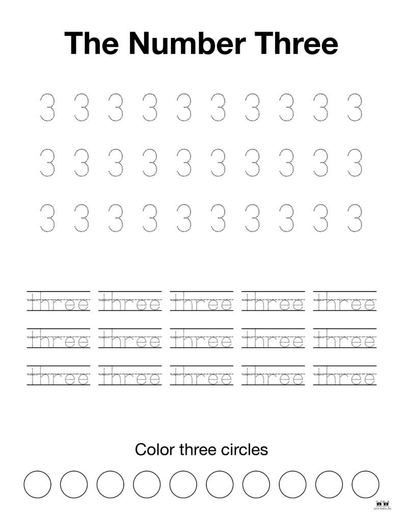 Number 3 Tracing Worksheets 15 FREE Pages Printabulls Worksheets 