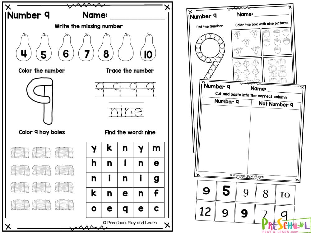 number 9 worksheets