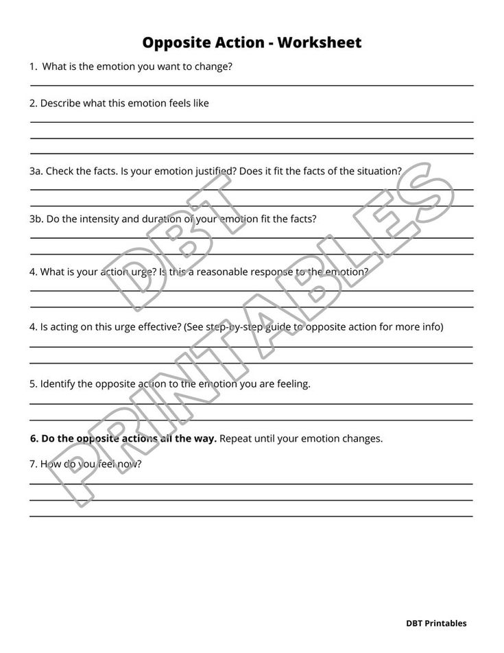 opposite action worksheet