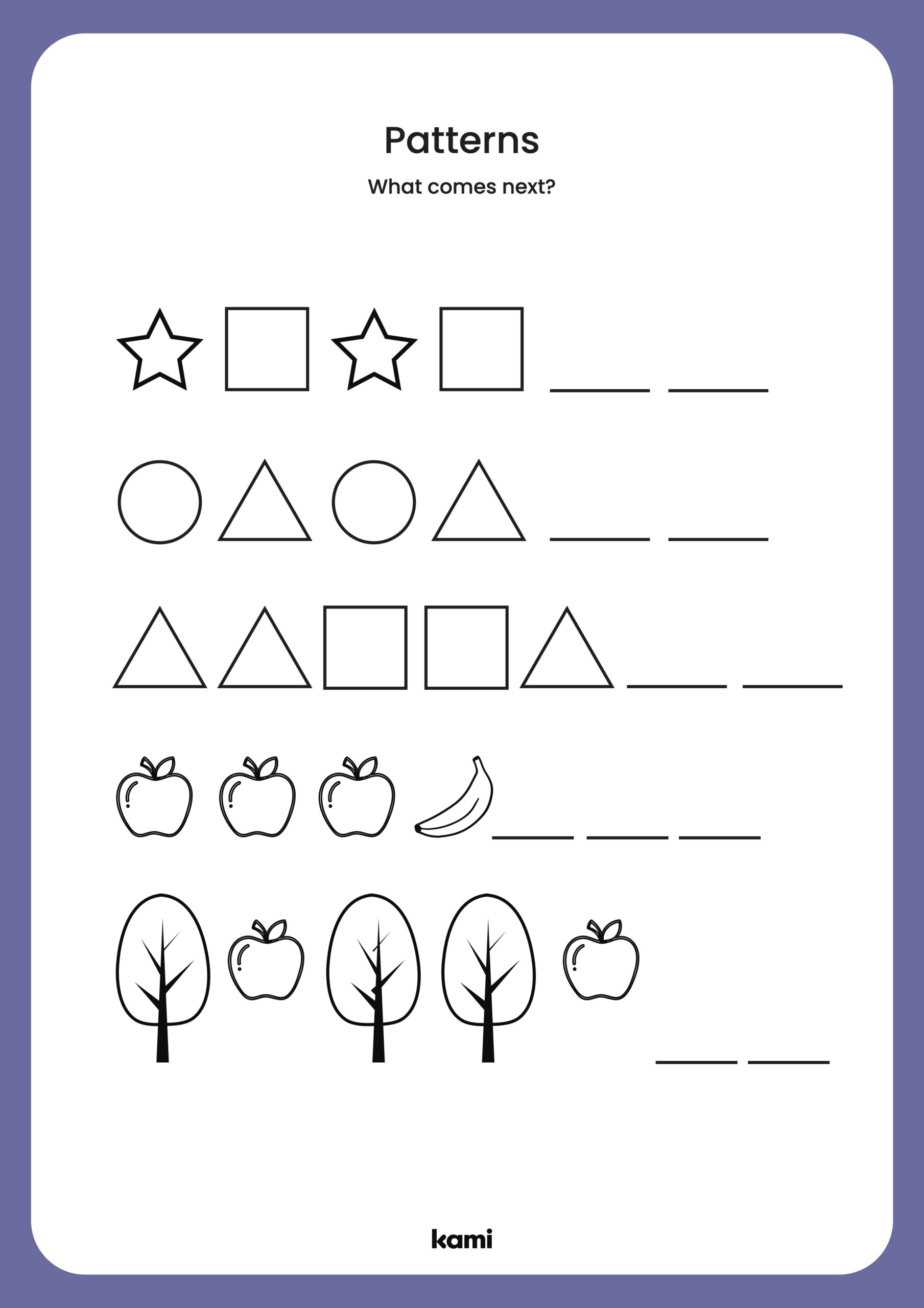 patterns worksheet