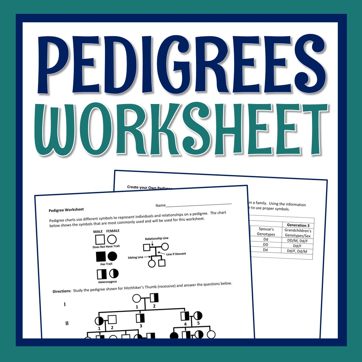 Pedigree Worksheet Flying Colors Science Worksheets Library
