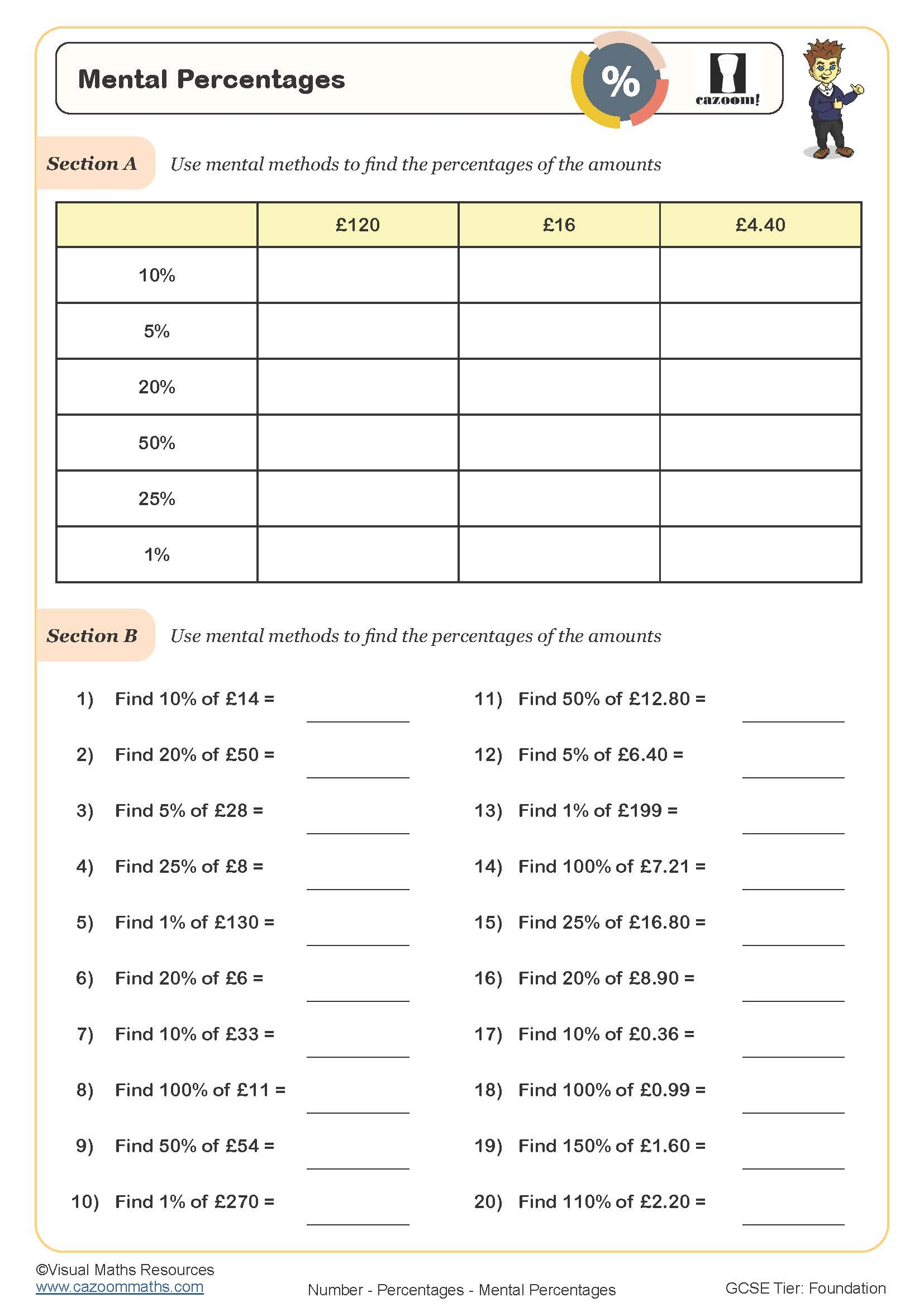 Percentages Math Worksheets For Test Prep Aimed At 4th And 5th Grade