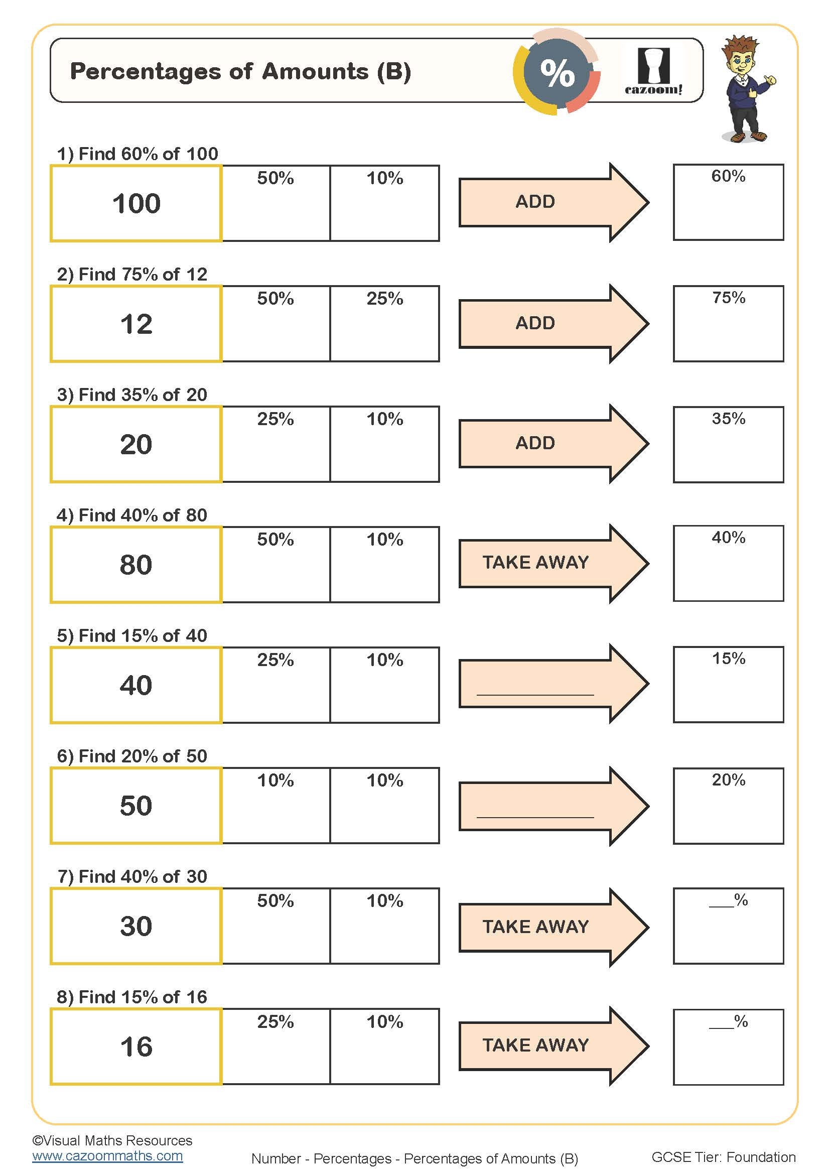 Percentages Of Amounts B Free Worksheet Printable PDF Worksheets 