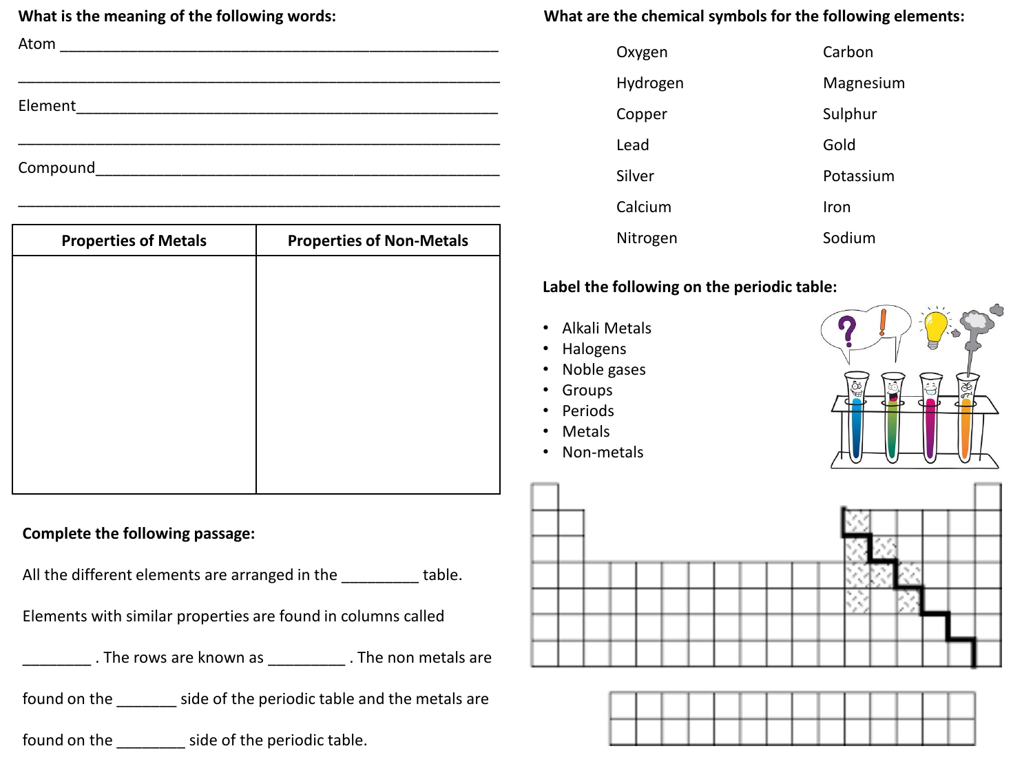 Periodic Table Of Elements Worksheet Pro Worksheet